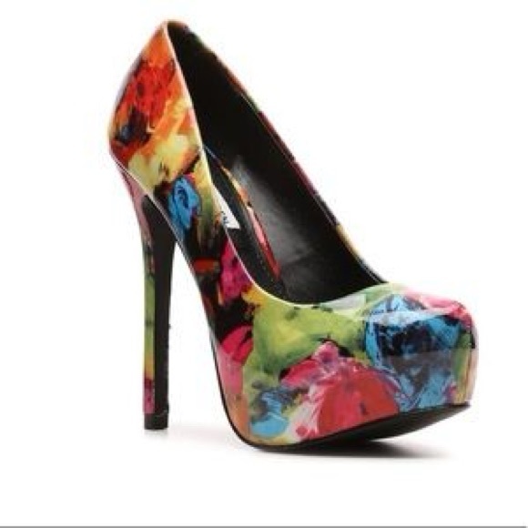 Steve Madden Nala Floral Multicolor Platform Stiletto Pumps Heels Women’s Shoes - Picture 1 of 12